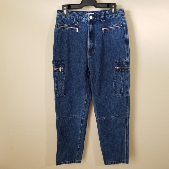 Weworewhat Utility Cargo Style Zippered Dark Wash Straight Denim Jeans Size 29 - Picture 4 of 13